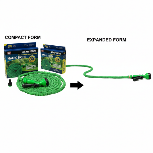 Furtun Extensibil Magic Hose 45m/150ft - Revoluționează Modul în Care Uzi Grădina!